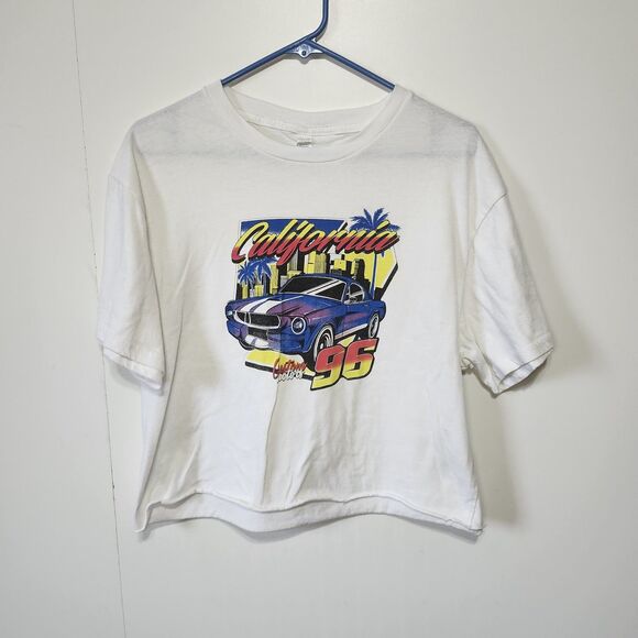 unbranded Tops - VTG California 96 Custom Motors Tee White Cropped 90's Y2K Large